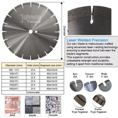 Gelaste de laser zag Snel Knipsel 500mm Diamond Wet Tile Cutter Blade