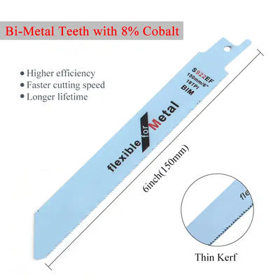 6 inch Metal Cutting Reciprocating Saw Blade Set Bi-Metal Sawzall Blades voor Metal Pipe Sheet Metal Rebar 18TPI