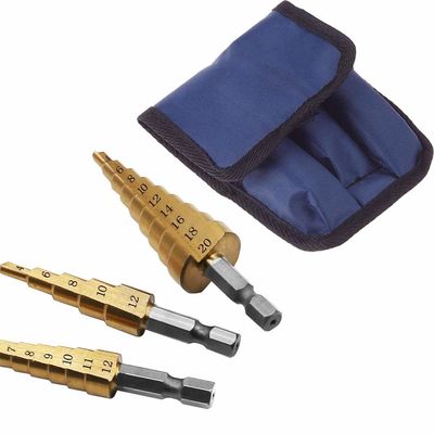 van de de Stapkern van 3pcs Hss4241 Titanium Met een laag bedekt die de Boorbeetje voor Metaalboring wordt geplaatst