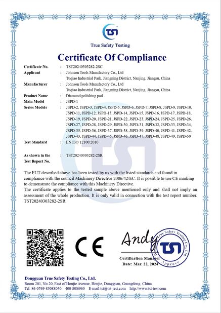 CHINA Johnson Tools Manufactory Co.,Ltd certificaten